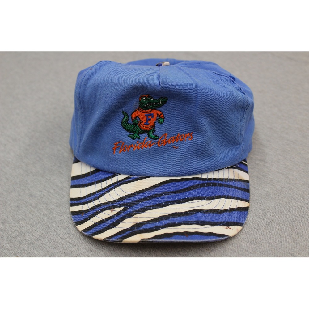 Vintage Florida Gators Hat Mens OSFA Blue Zebra Print Snapback Albert Logo 90s
